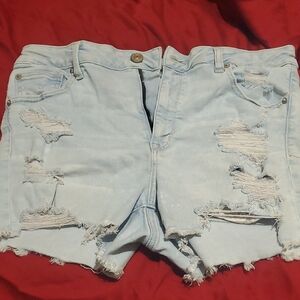 Light Blue Distressed Denim Shorts